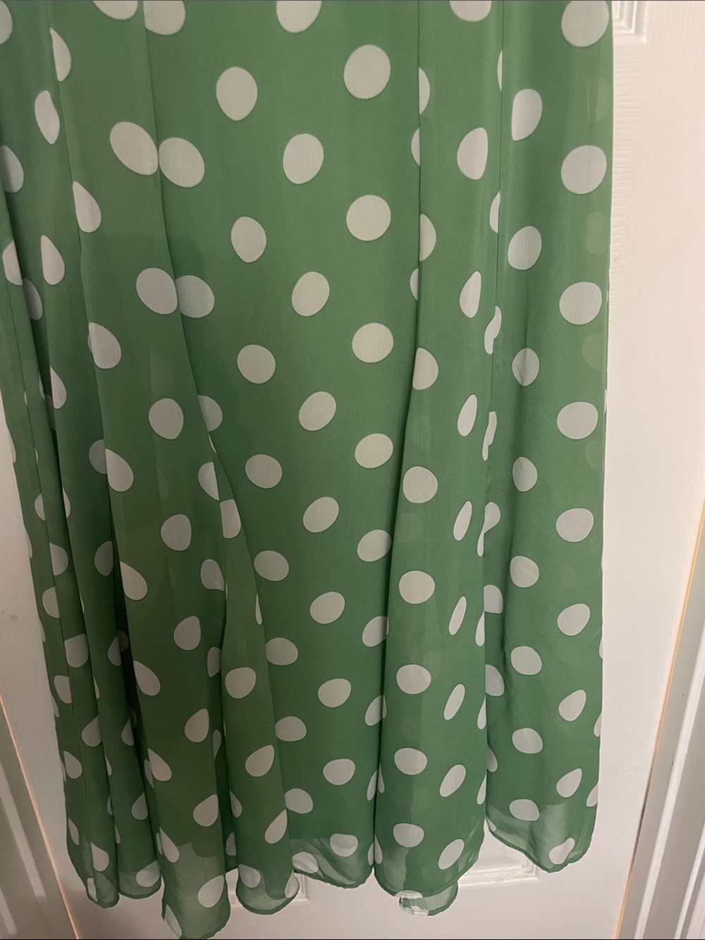 Green Polka Dot Midi Skirt - Classic Flared Style